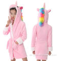 Kinder Cartoon Einhorn Flanell Fleece Girls Kapuzenbademäntel Kapuze